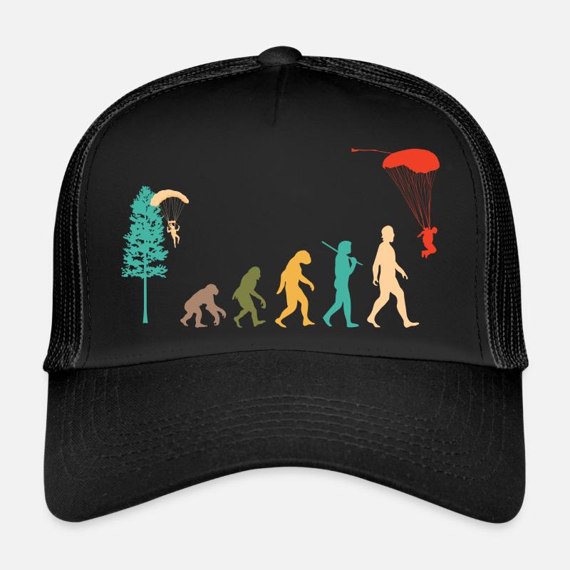 Skydive Evolution: Fallschirmspringer Design - Trucker Cap - Schwarz/Schwarz