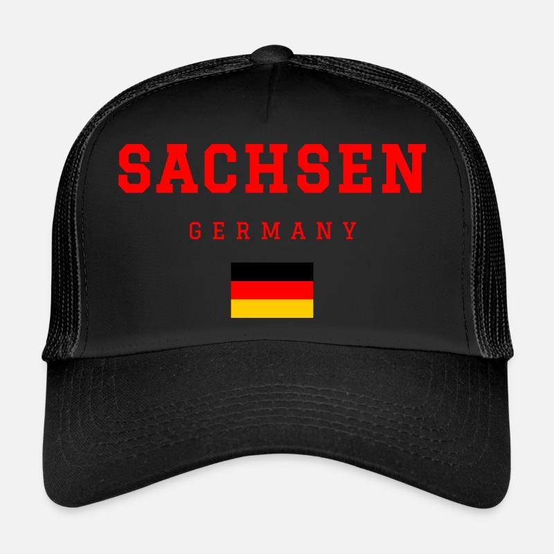 Sachsen Deutschland - Trucker Cap - Schwarz/Schwarz
