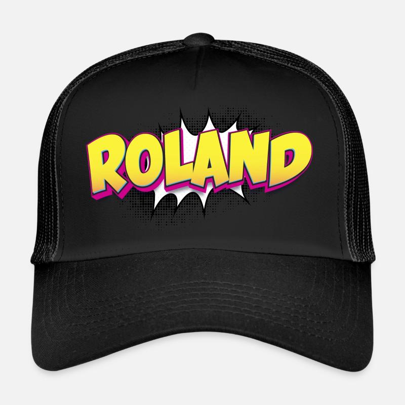 Roland Custom Name Comic Book Style Pop Art, Trucker Cap
