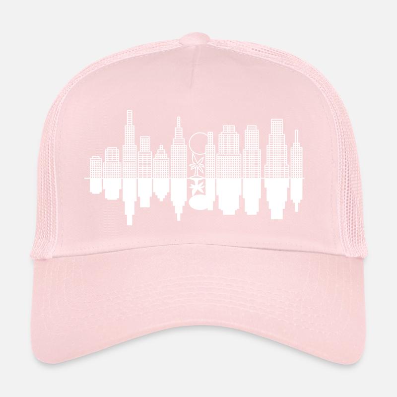 City Skyline + Tree - White Trucker Cap