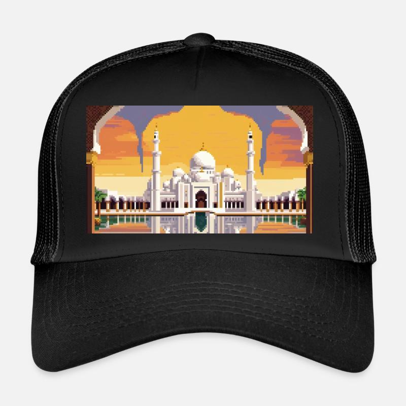 Grande mosquée Sheikh Zayed, Abu Dhabi, Émirats arabes unis, Pixel A - Casquette trucker  - noir/noir