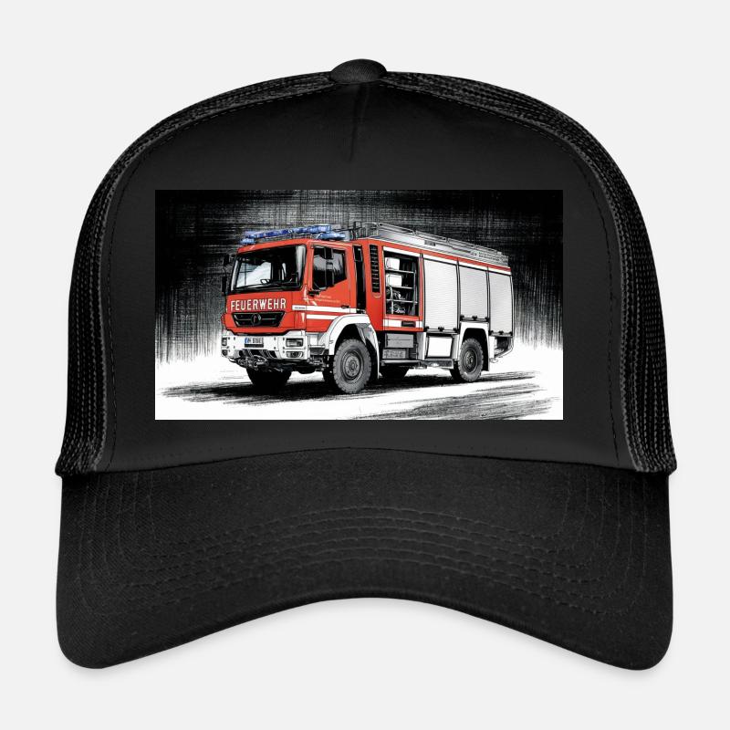 Camion de pompiers - Casquette trucker  - noir/noir