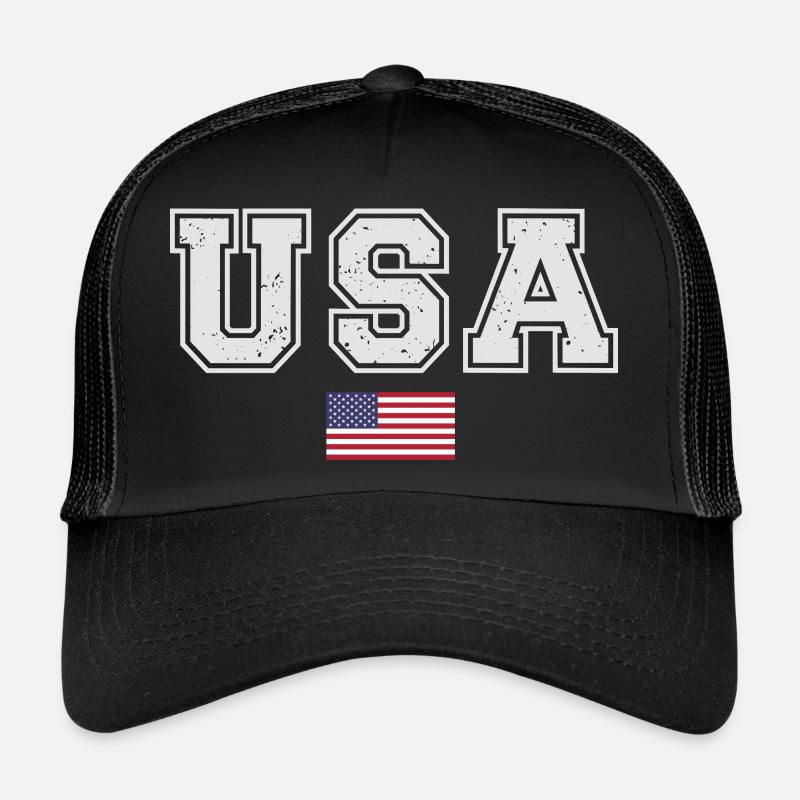 ÉQUIPE Bannière du drapeau américain des États-Unis en cours d’écriture Casquette trucker 