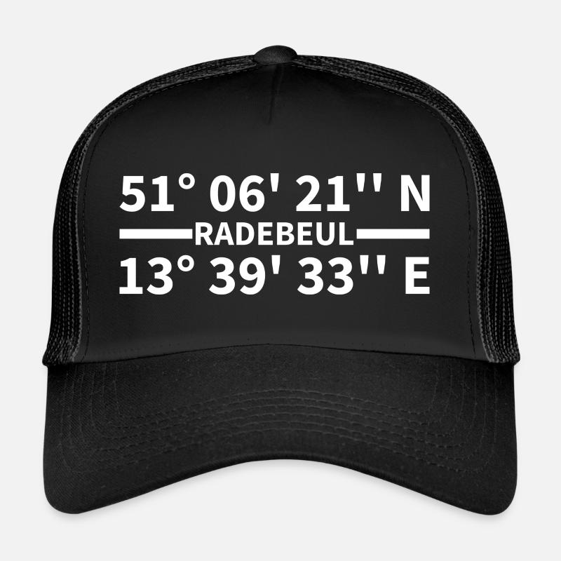 Radebeul Koordinaten - Trucker Cap - Schwarz/Schwarz