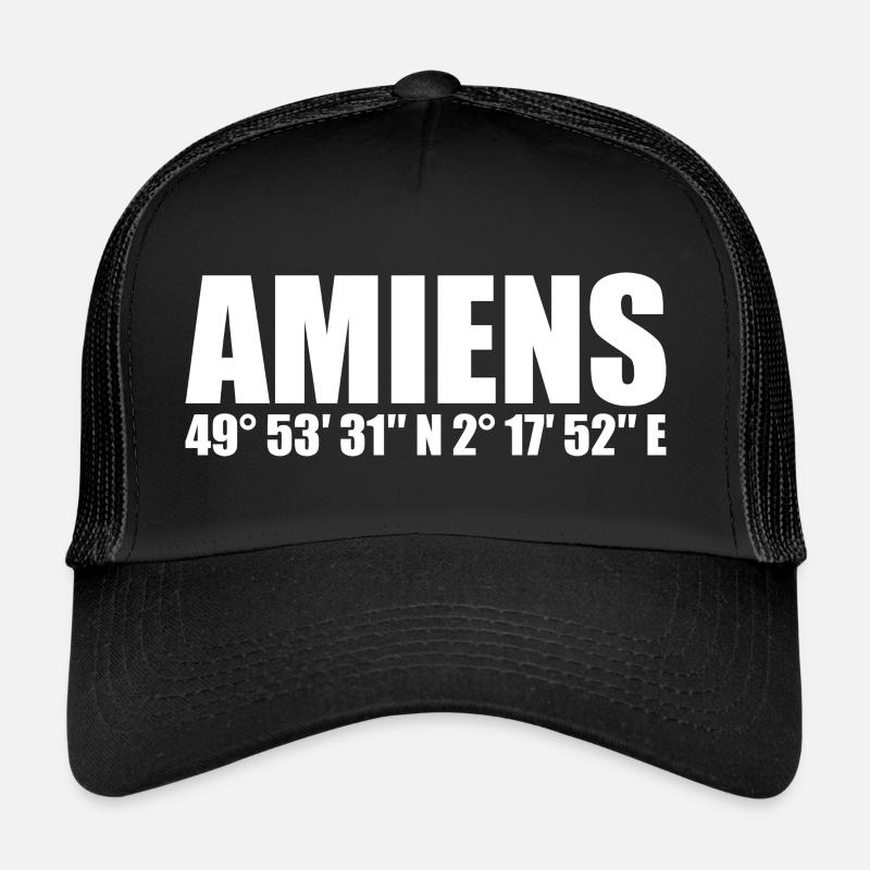 Coordonnées d’Amiens - Casquette trucker - noir/noir