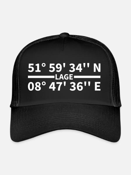 Coordonnées de localisation - Casquette trucker  - noir/noir - Devant