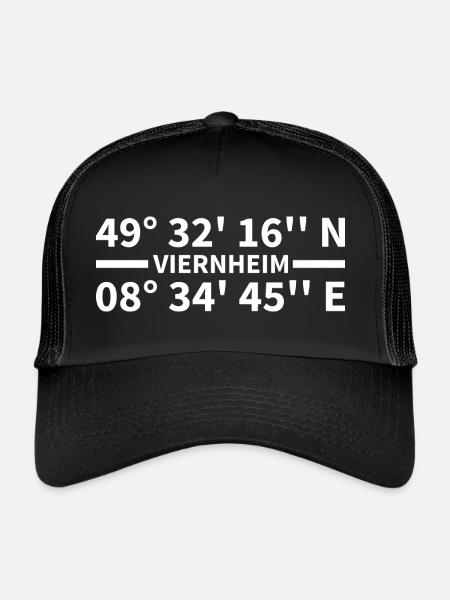 Coordonnées de Viernheim - Casquette trucker  - noir/noir - Devant