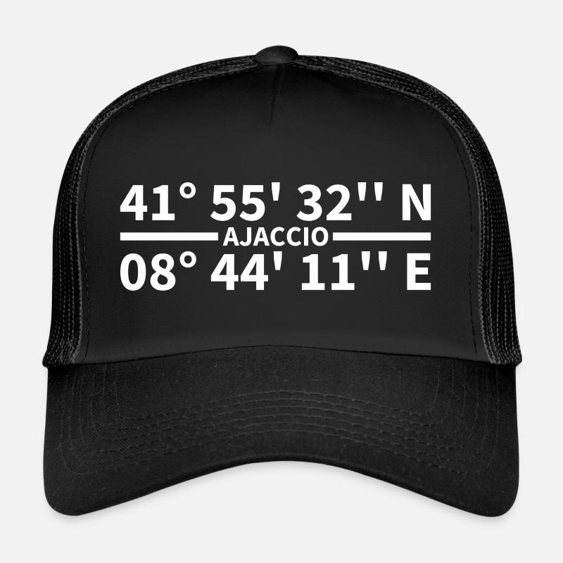 Coordonnées d’Ajaccio - Casquette trucker - noir/noir