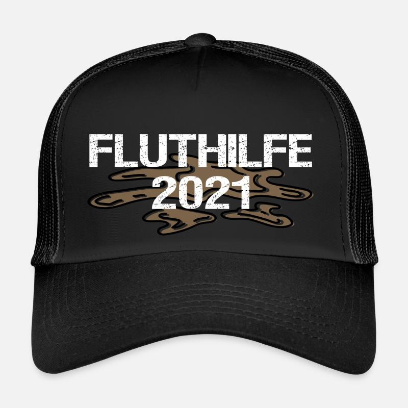 Fluthilfe | Flut Helfer Hochwasser Eimerkette Held - Trucker Cap - Schwarz/Schwarz