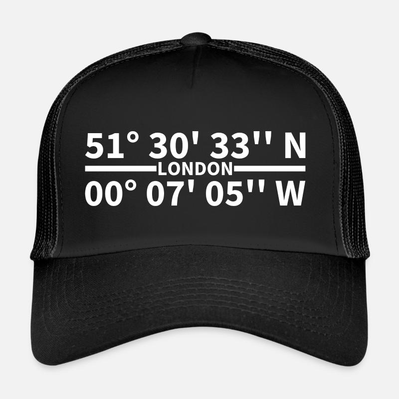 Coordonnées de Londres - Casquette trucker  - noir/noir