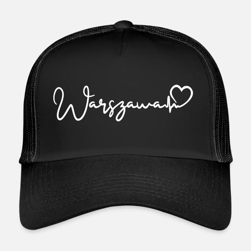 Warszawa Heartbeat Varsovie - Casquette trucker  - noir/noir