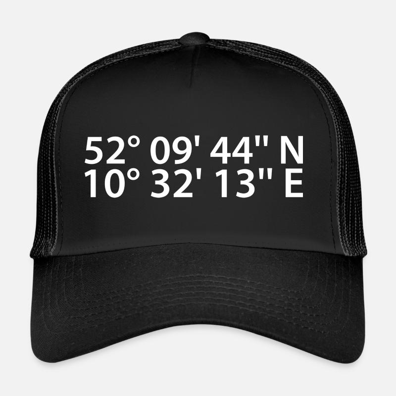 Wolfenbüttel Koordinaten - Trucker Cap - Schwarz/Schwarz
