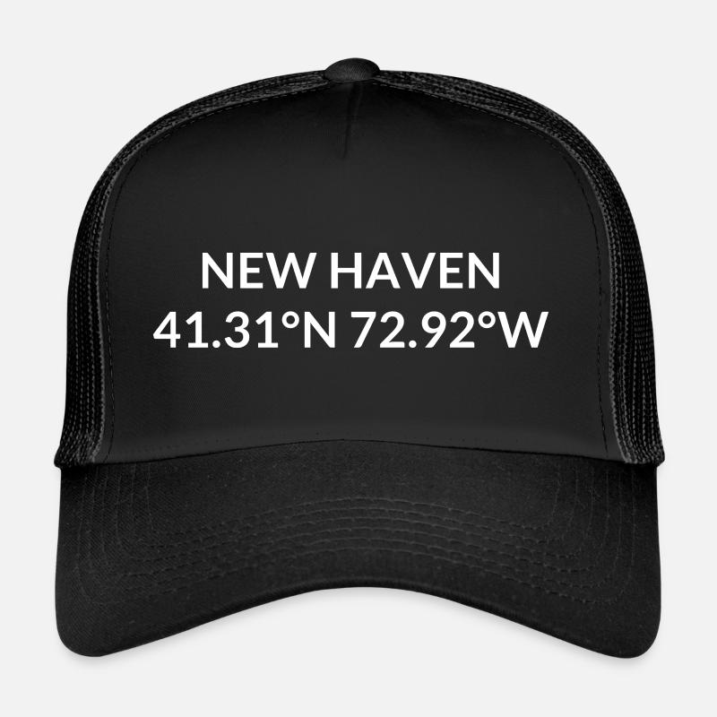 New Haven, Connecticut, USA Coordinates Trucker Cap