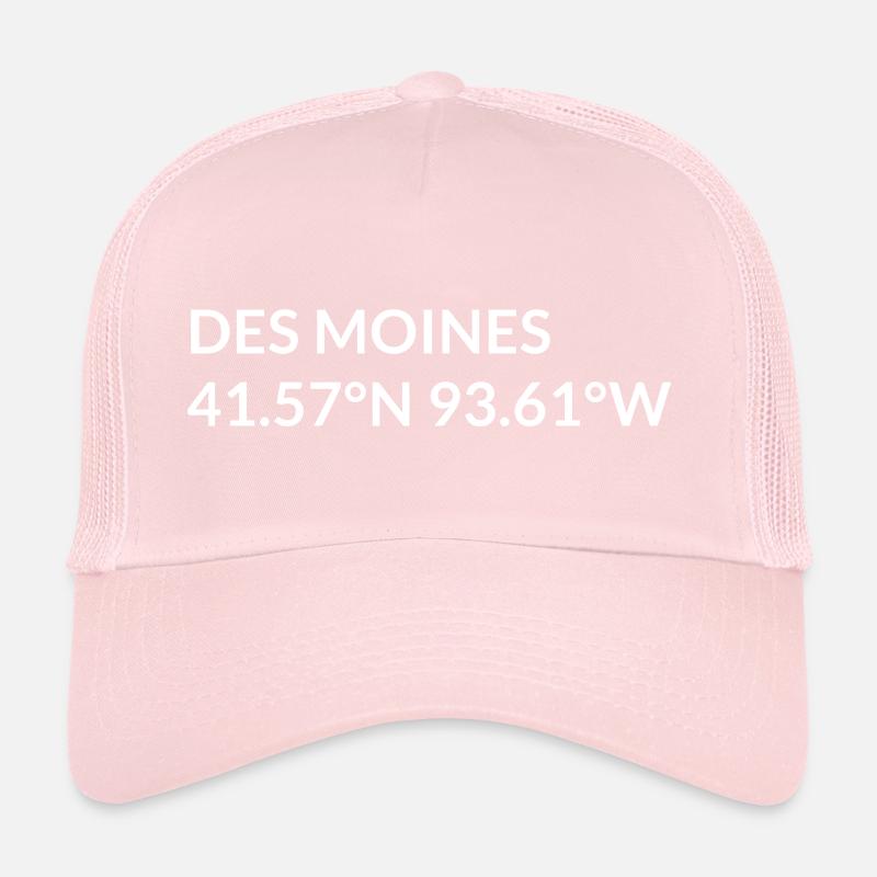 Des Moines, Iowa, USA Coordinates Trucker Cap