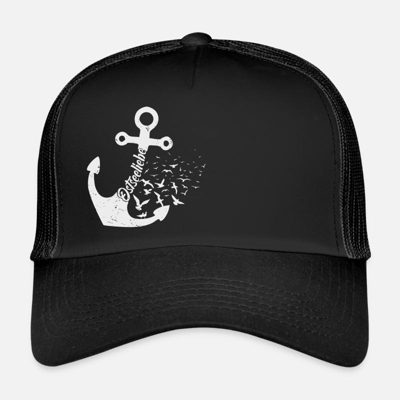 Ostseeliebe Anker & Möven - Trucker Cap - Schwarz/Schwarz
