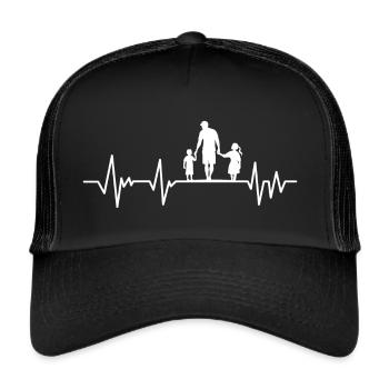 Vater und Tochter - Vater und Sohn, Papa Sohn und Tochter - Trucker Cap - Schwarz/Schwarz - Vorne