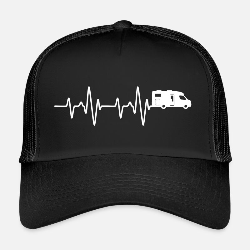 Camping-Wohnmobil Herzschlag Geschenk Camping - Trucker Cap - Schwarz/Schwarz