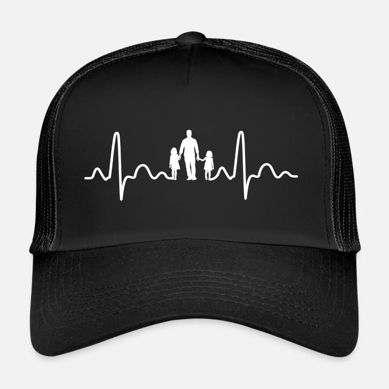 Father with two daughters heartbeat Trucker Cap