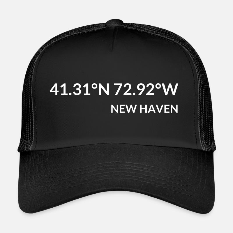 New Haven, Connecticut, USA Coordinates Trucker Cap