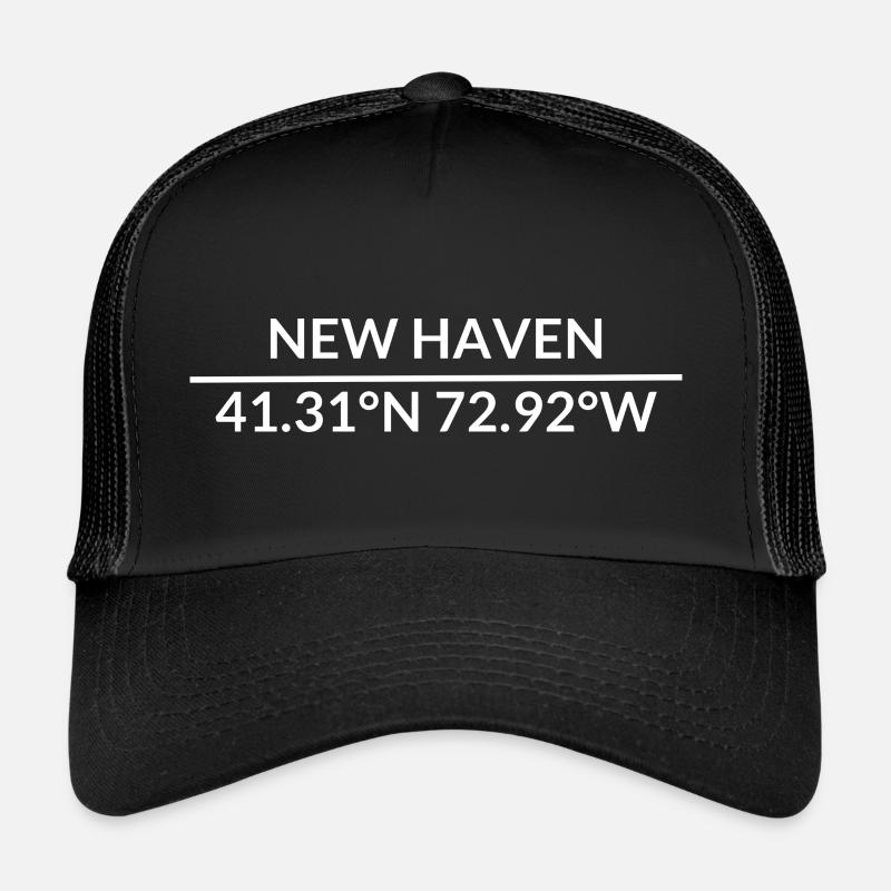 New Haven, Connecticut, USA Coordinates Trucker Cap
