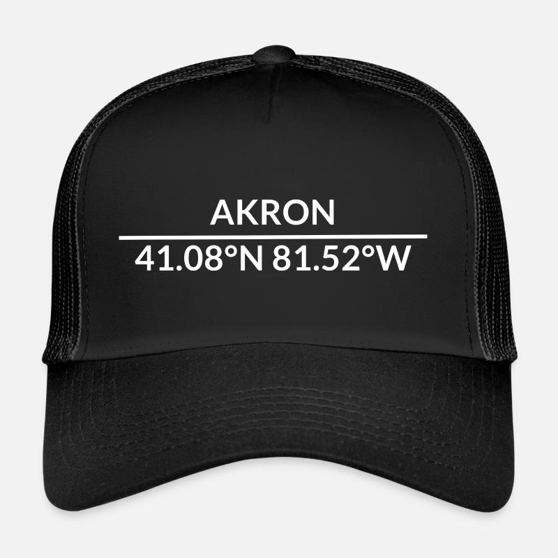 Akron, Ohio, USA Coordinates Trucker Cap