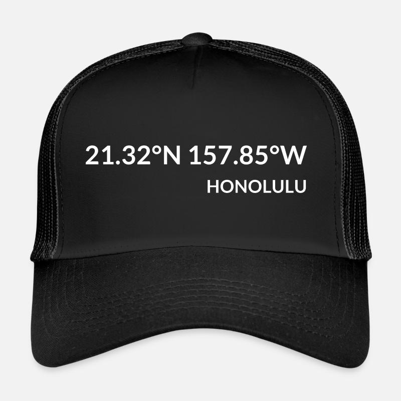Honolulu, Hawaii, USA Coordinates Trucker Cap