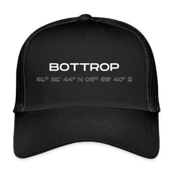 Bottrop Koordinaten - Trucker Cap - Schwarz/Schwarz - Vorne