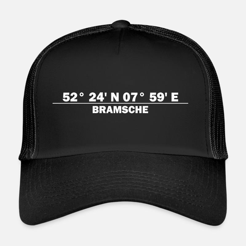 Bramsche Koordinaten - Trucker Cap - Schwarz/Schwarz