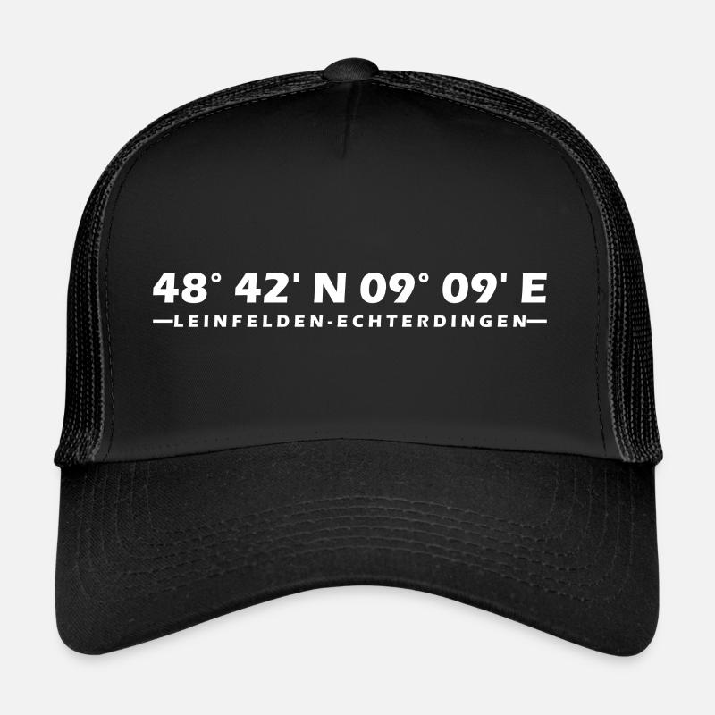 Leinfelden-Echterdingen coordinates - Trucker Cap - black/black