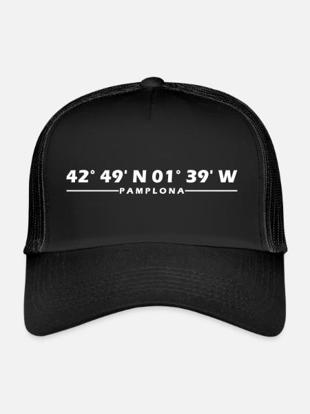 Coordonnées de Pampelune - Casquette trucker  - noir/noir - Devant