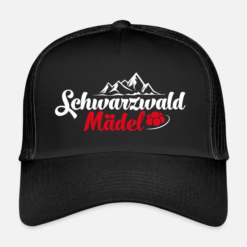 Schwarzwald Berge Mädchen Schwarzwaldmädel - Trucker Cap - Schwarz/Schwarz