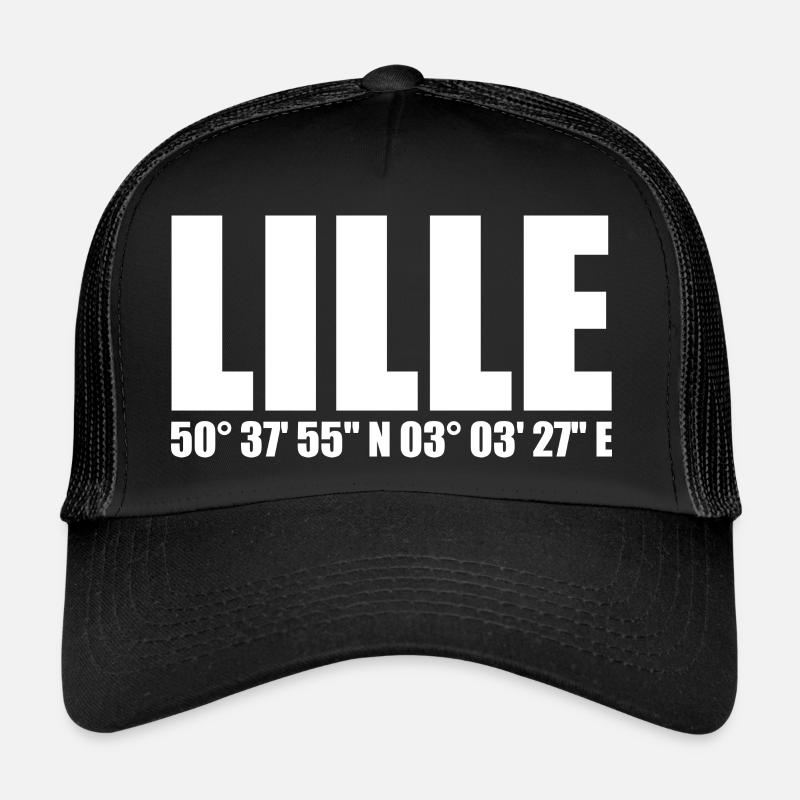 Coordonnées de Lille - Casquette trucker  - noir/noir