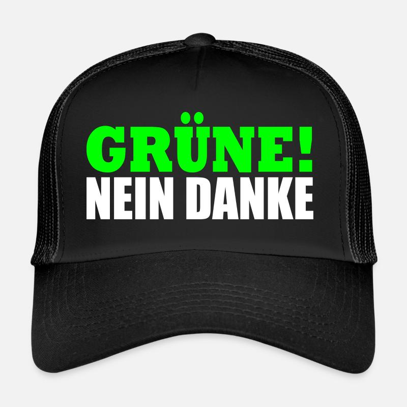 Grüne Nein Danke - Trucker Cap - Schwarz/Schwarz