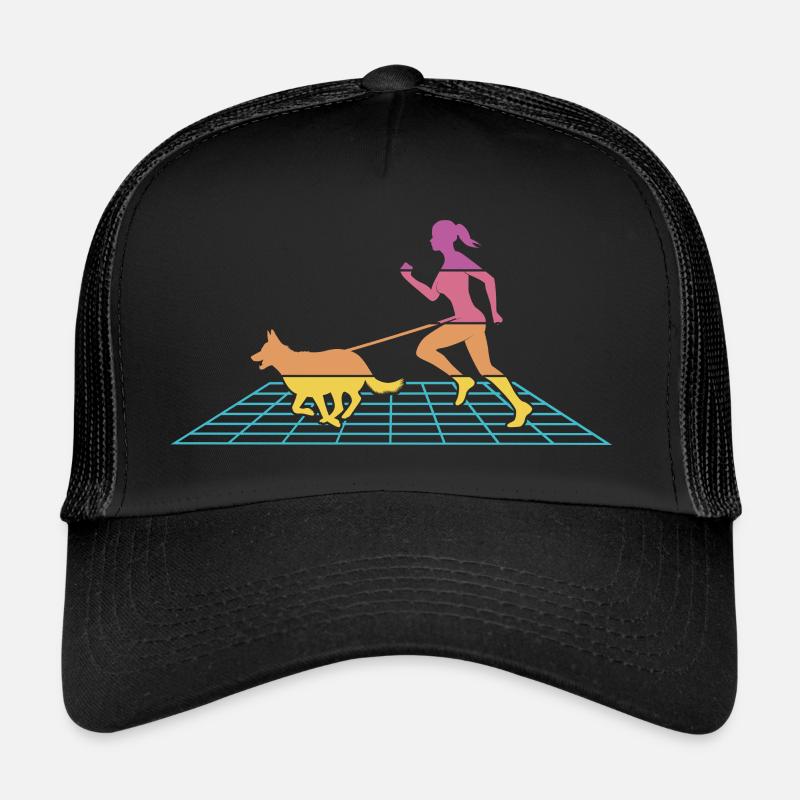 Course de canicross de cross-country avec le coureur de chien Retrowave Casquette trucker 
