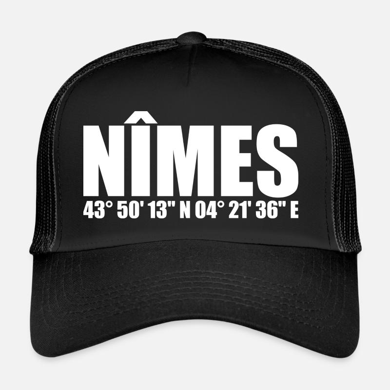 Nîmes Koordinaten - Trucker Cap - Schwarz/Schwarz