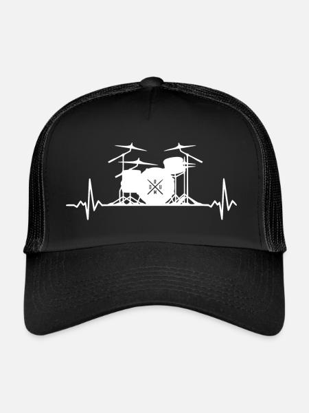 Batteur - Drums Heartbeat - Casquette trucker  - noir/noir