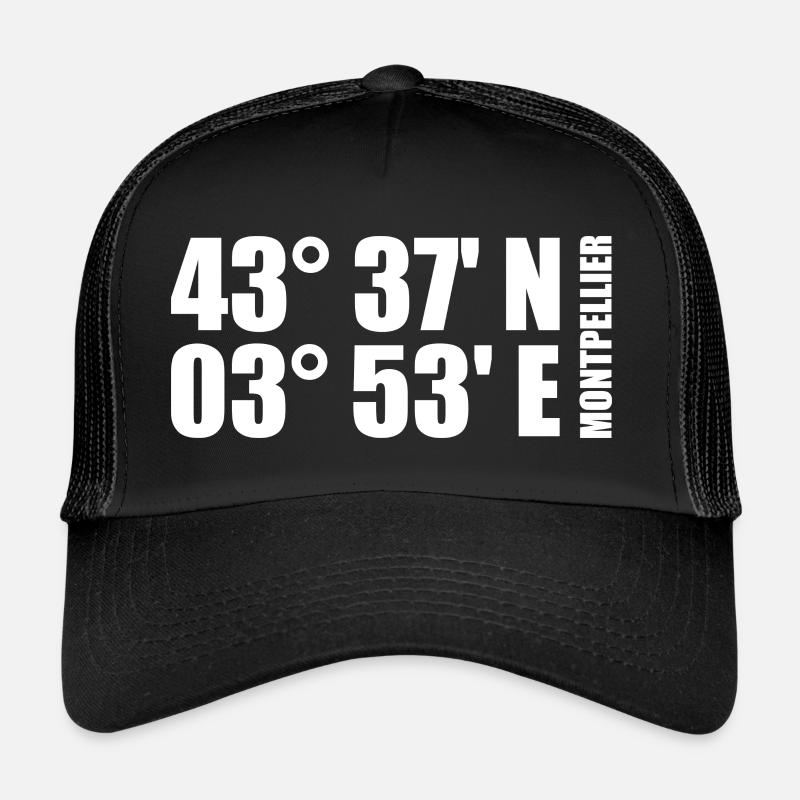 Coordonnées montpelliéraines - Casquette trucker  - noir/noir