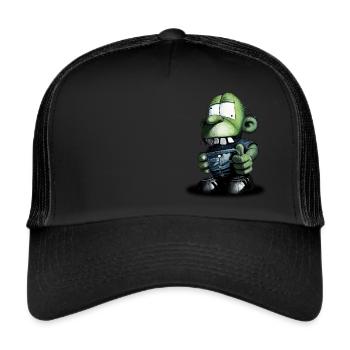 Little green goblin goblin with sneakers - Trucker Cap - black/black - Front