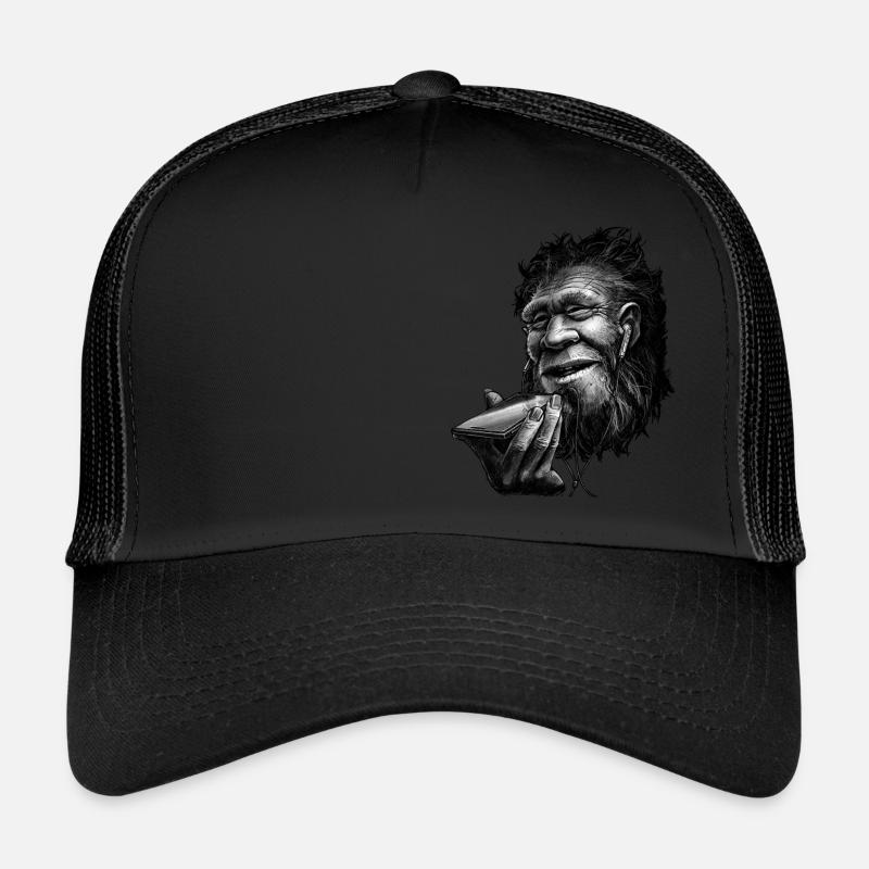 Caveman time travel - Trucker Cap - Schwarz/Schwarz