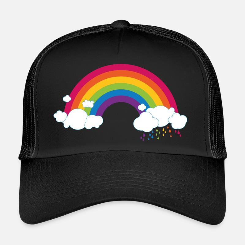 Regenbogen mit Wolke - Trucker Cap - Schwarz/Schwarz