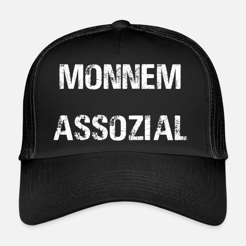 Monnem Assozial - Trucker Cap - Schwarz/Schwarz