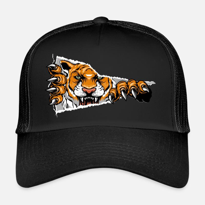 Tiger Tiger Head - Wildcat Predator Graphic Motif Trucker Cap