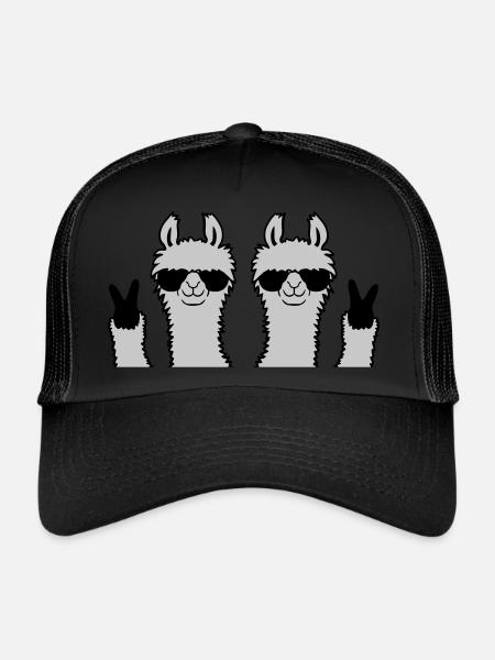 Team Llama Friends Peace - Trucker Cap - black/black - Front