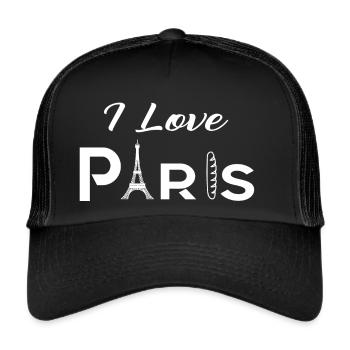 Ich liebe PARIS - Trucker Cap - Schwarz/Schwarz - Vorne