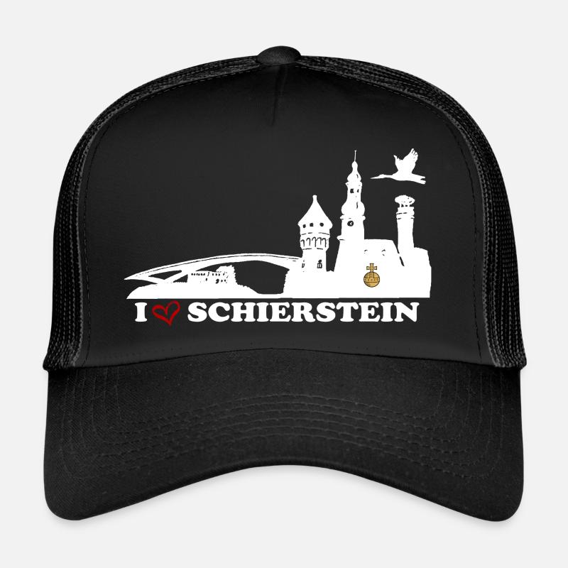 I Schierstein white RA - Trucker Cap - Schwarz/Schwarz