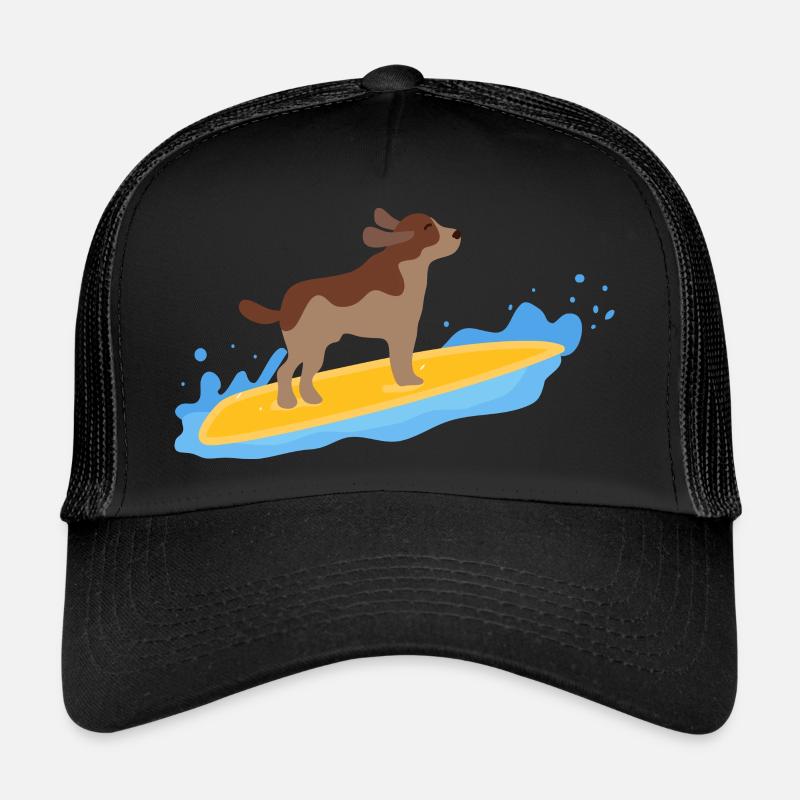 Surfen mit dem Hund - Trucker Cap - Schwarz/Schwarz