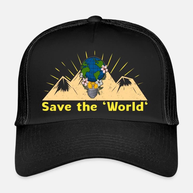 Save the world Umweltschutz Berge Lampe Erde Trucker Cap