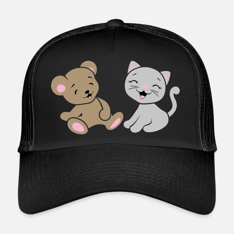 Bébé ours souriant et chaton Casquette trucker 