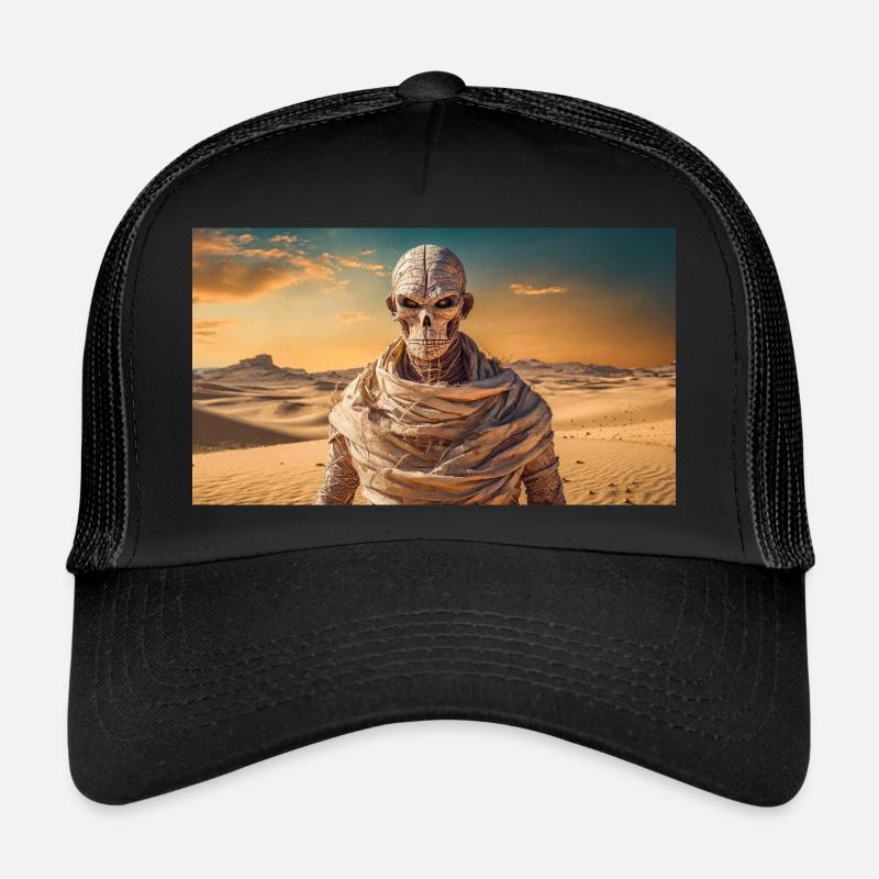 böse Mumie in der Wüste Monster dunkler Horror gruselig - Trucker Cap - Schwarz/Schwarz