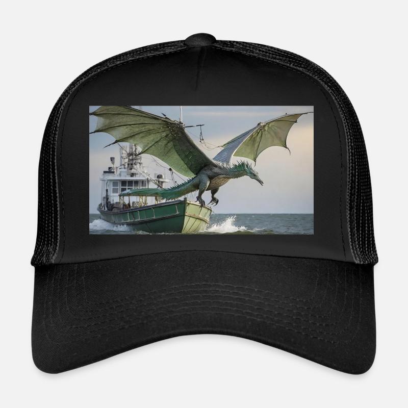 A realistic bad dark dragon is hunting fish Trucker Cap